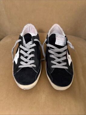 Golden Goose Black Superstar Sneakers with White Star